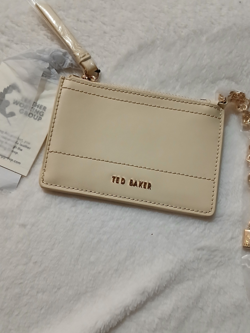 Ted Baker Cream Card Holder with Gold Hardware & BAG CHARMS! NWT MSRP $85